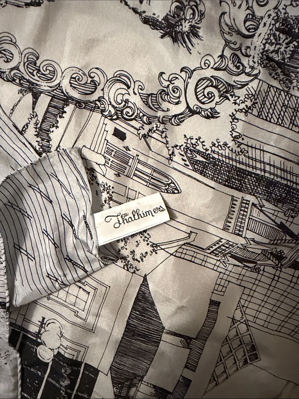Graphic Black & White Architectural Print Silk Scarf